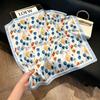 71Cm New Chinese Simulation Silk Square Scarf Soft and Skin-friendly Ink Flower Rhyme Printing Silk Scarf Neck Sunscreen Small Scarf