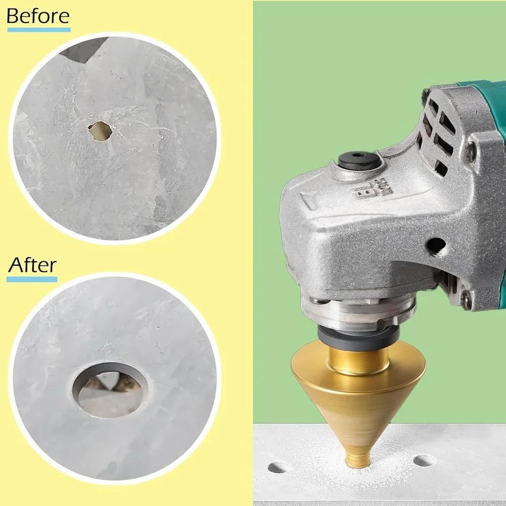 38mm Tapered Diamond Drill Bit Featuring Diamond Particles and 60 Degree Bevel for Glass Marble Concrete and Porcelain Use