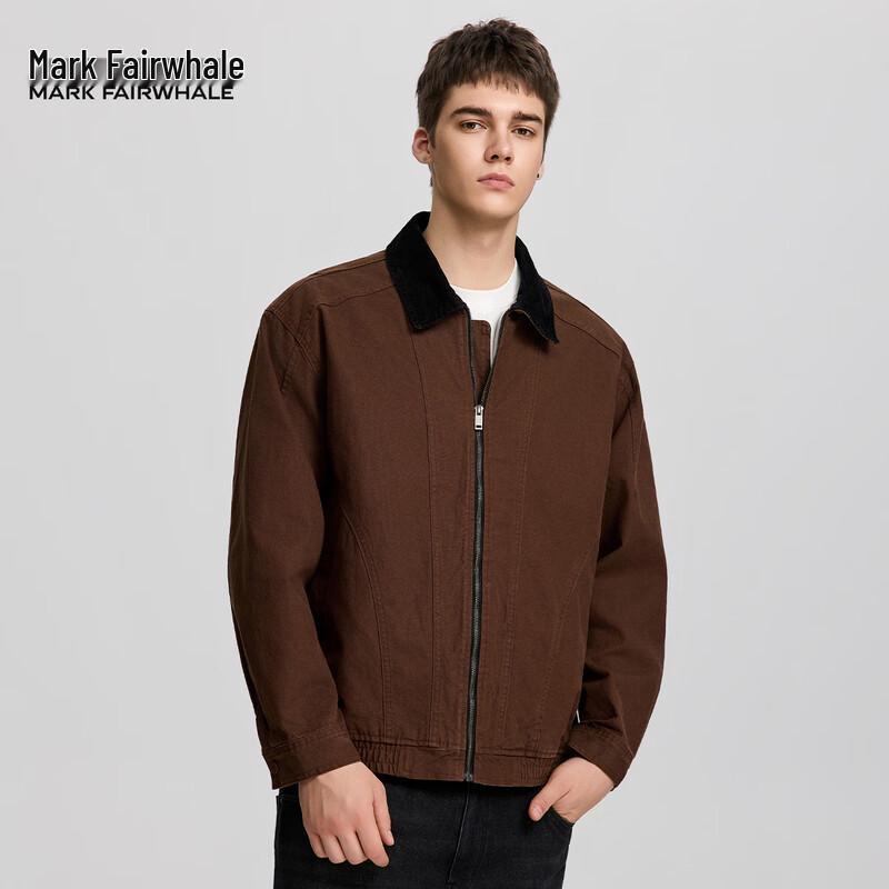 

Mark Fairwhale Men s American Retro Color-Block Lapel Denim Cotton Jacket 2XL