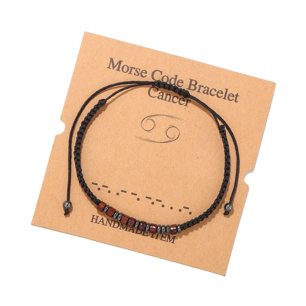 

Morse Code Constellations Bracelet: Hematite & Wood Beaded Couples Design