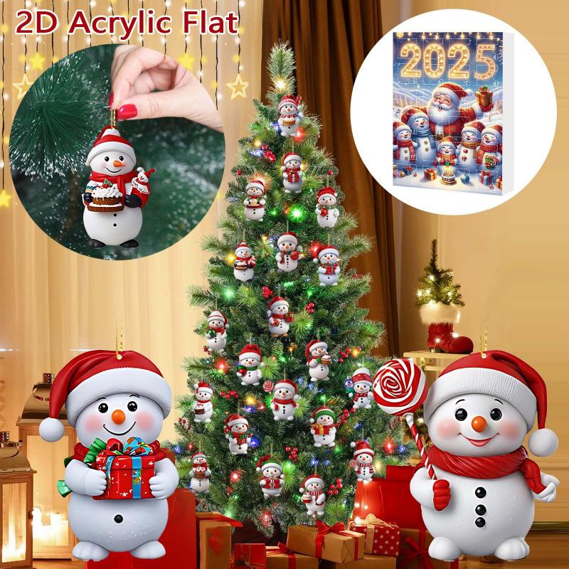 1 Pc Christmas Advent Calendar 2D Flat Snowman Countdown Calendars Xmas Tree Hanging Pendant Ornaments New Year Kids Gifts