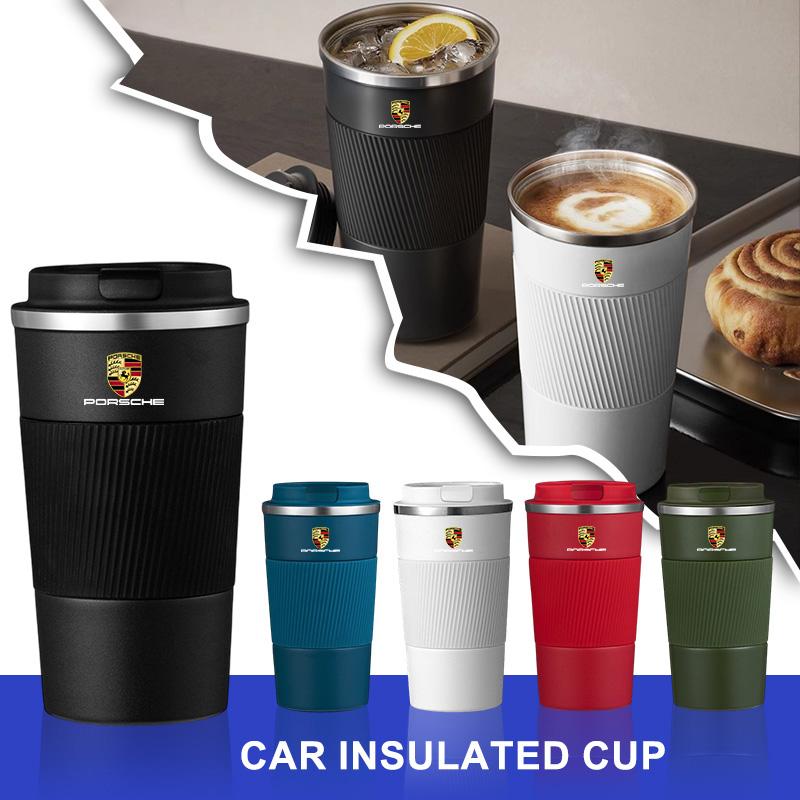 500ml Stainless Steel Coffee Tumbler Thermos Cup Portable Travel Thermal Mug for Porsche Panamera Cayenne Taycan 911 718 Macan