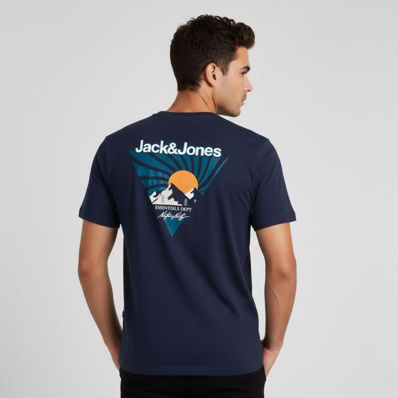Men's JACK & JONES Cotton Mine Crew T-shirt with Triangle and Mountains Print