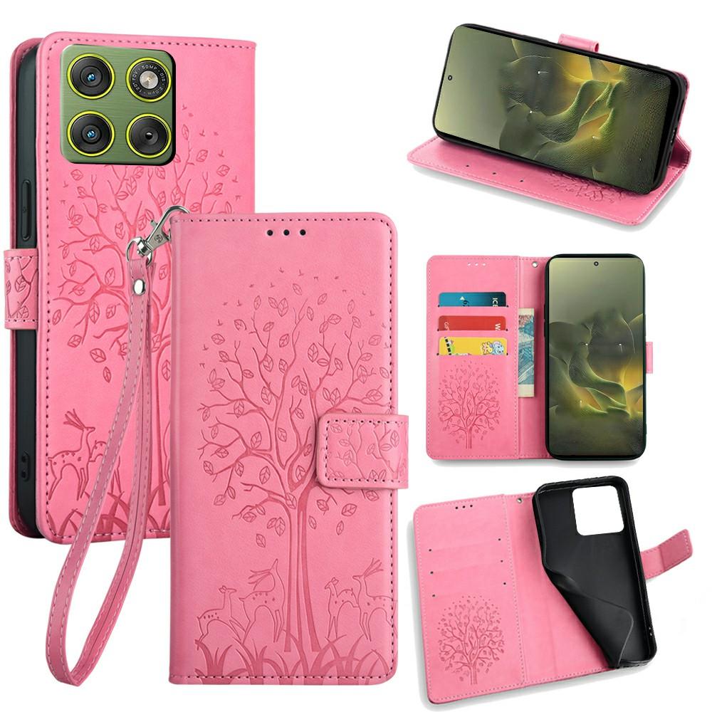 For Motorola Edge 70 5G Case PU Leather Wallet Phone Cover Tree Deer Imprinted