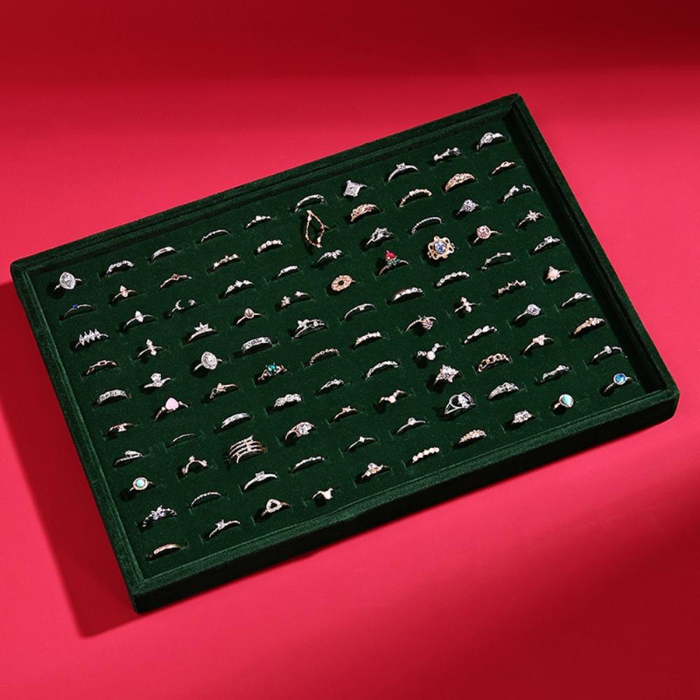 

Flat Bottom Rings Display Organizer 100 Slot Jewelry Drawer Inserts Tabletop зелёный