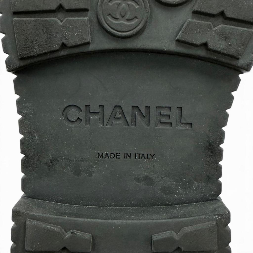 Great CHANEL Short Boots Coconeige Black Suede Leather Women 36 G37813 Used
