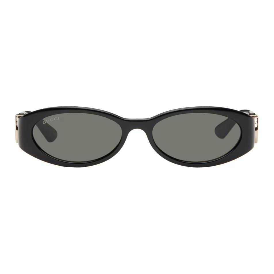 GUCCI Gucci Logo Detail Oval Sunglasses Men's Black