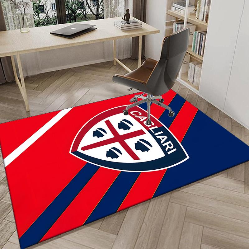 1PC Football Cagliari Design Rug Game Carpet, Floor Mat for Bedroom Living Room Entryway Rug, Home Decor Idea Gift for Christmas birthday