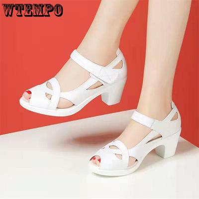 Soft-soled Sandals Women Middle-aged and Elderly Mothers Shoes Soft-soled Middle-heeled Thick-heeled Shoes Generous Fashion Casual