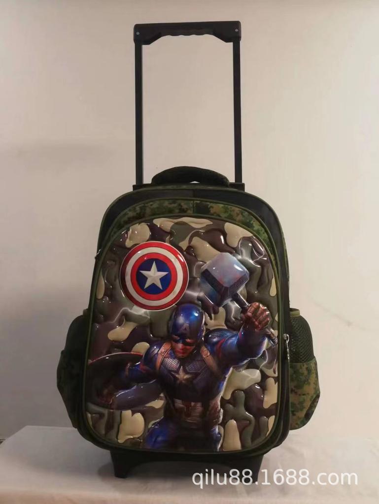 16-Inch Round Rod Schoolbag, Student Tie Rod Schoolbag, Boys And Girls, Children'S Dual-Purpose Backpack, Backpack 3-6 Level Burden Reduction