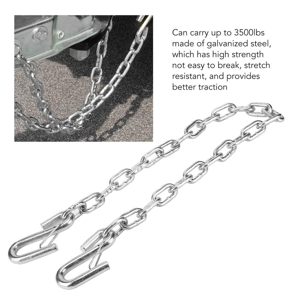 Safety Chain, Trailer Wire Chain, 1m 3500lbs Tow Wire Rope Safety Chain Hook Double