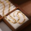 Jewelry Stainless Steel Rectangle Chain Necklace 18K Gold Ladies Necklace Accessories 1822