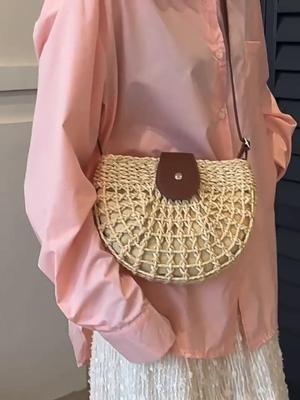 Bolso de paja tejida a mano de ratán, bolso de playa de verano para mujer, bandolera bohemia para niñas, bolso de diario