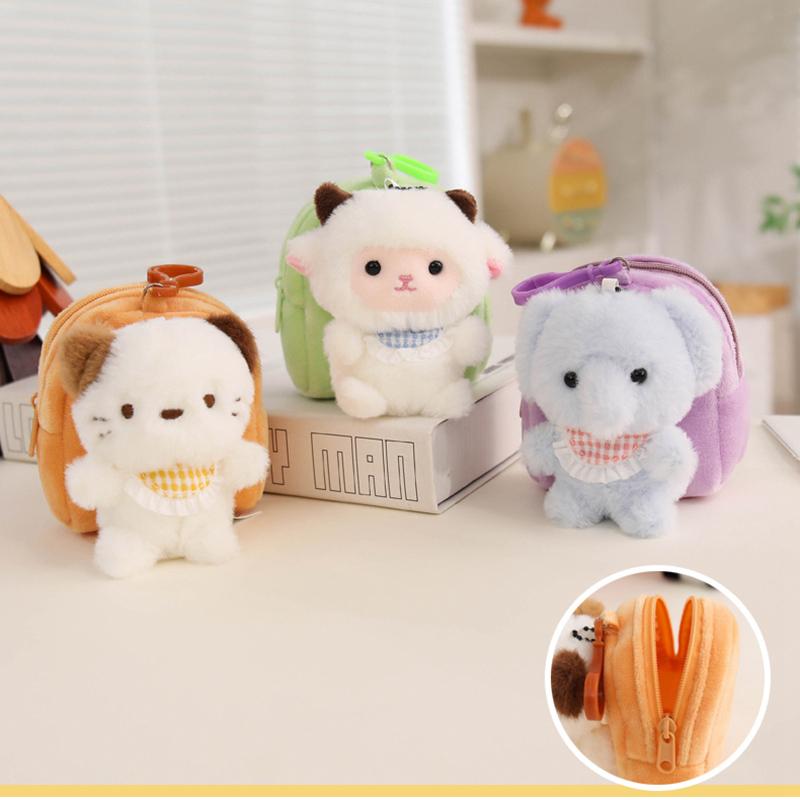 Animal Bags Theme Hanging Pendants Adorable Cat Penguin Rabbit Elephant Stuffed Plush Dolls Keychain Birthday Gifts