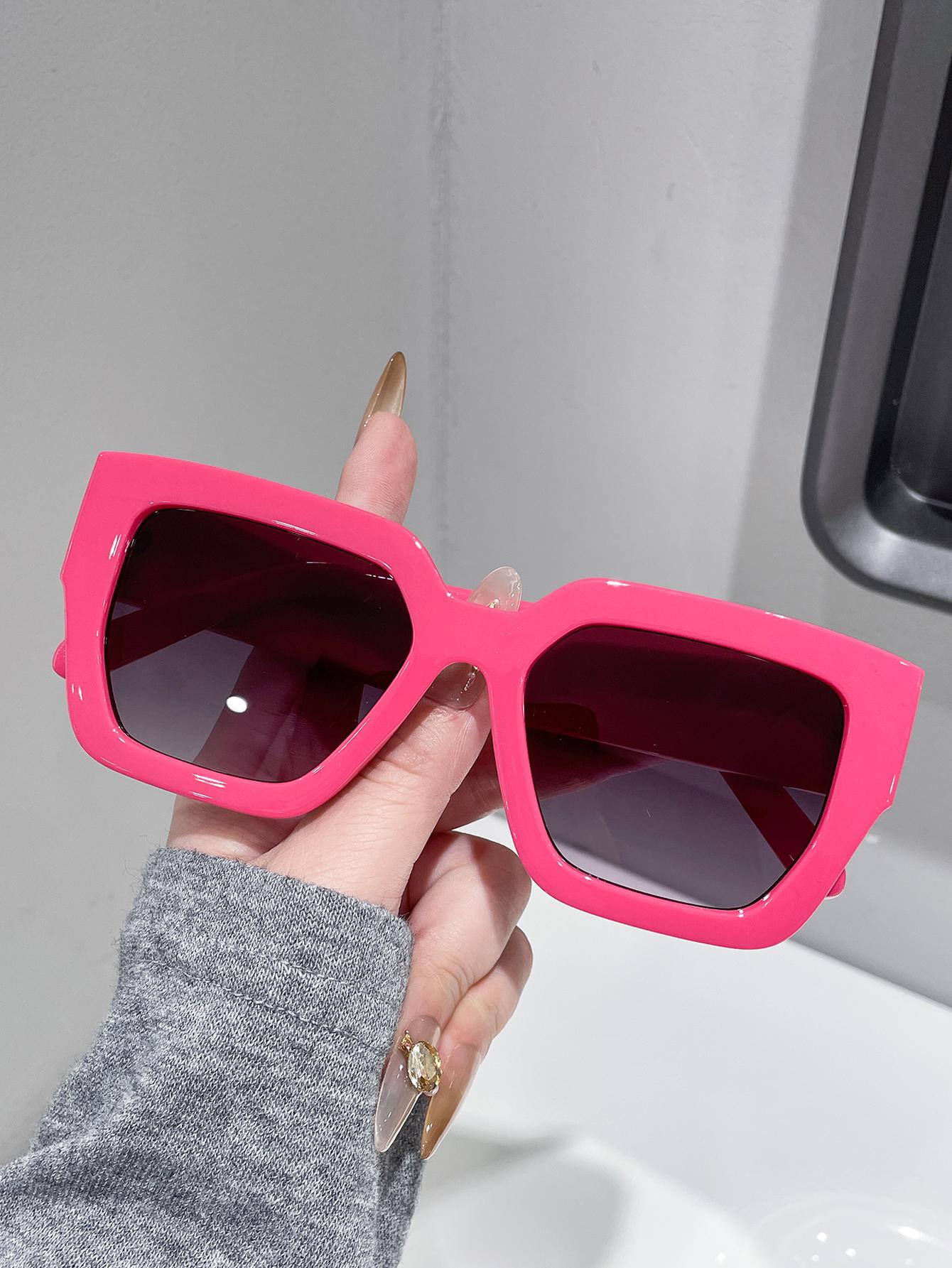 

Fashionable Large Square Frame Glasses Simple Style Unisex Driving And Daily Wear Suitable for Both Men And Women розовый