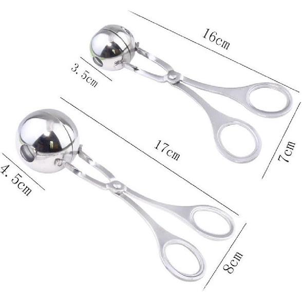 2 PCS None-Stick Meat Ballers, Stainless Steel Meat Baller Tongs, Cake Pop Meatball Maker Ice Tongs, Cookie Dough Scoop for Kitchen. (1.38" and