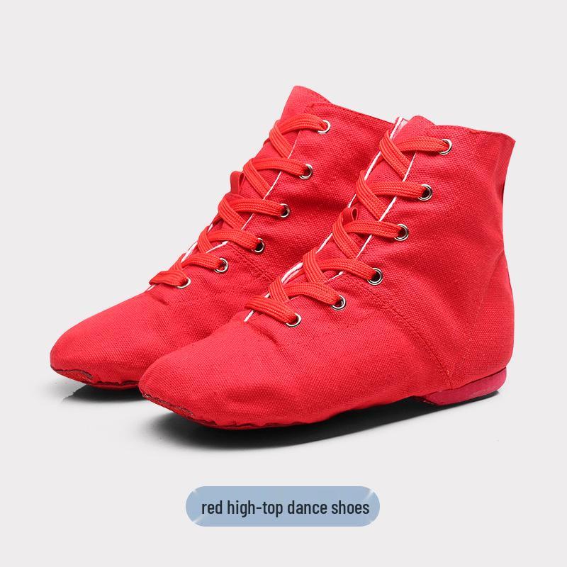 

Білі парусинові високі джазові танцювальні туфлі для жінок та чоловіків - Балетки з м якою підошвою для тренувань 42 червоний