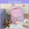 Japanese Style Girls Backpack With Solid Color And Letter Embroidery Design For Teens