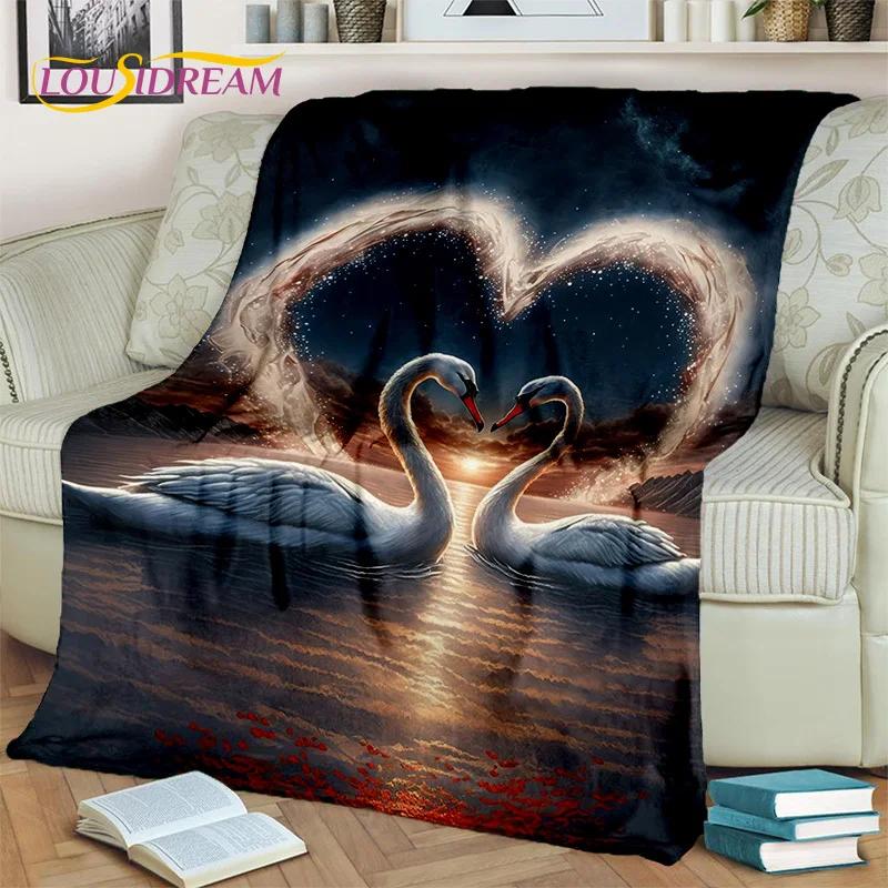 3D Dream Love Swan Cartoon Cygnus Girl Gift Blanket,Soft Throw Blanket for Home Bedroom Bed Sofa Picnic Travel Cover Blanket Kid