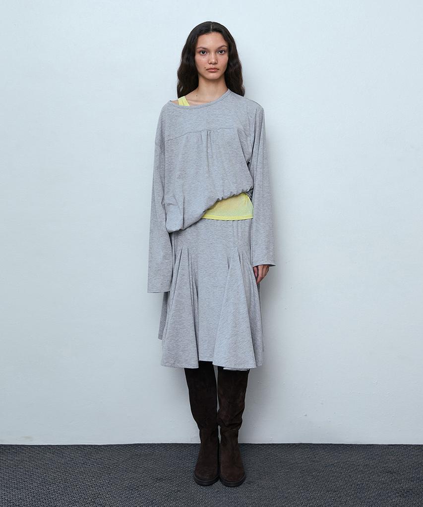 Pisis Flare Panel Midi Skirt_Melange Gray