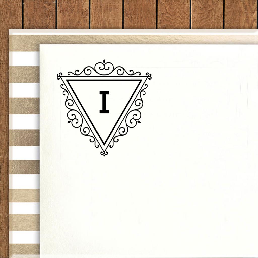 Printtoo Triangle Swirl Border I Alphabet Monogram Initial R-40 Self Inking Rubber Stamp Office