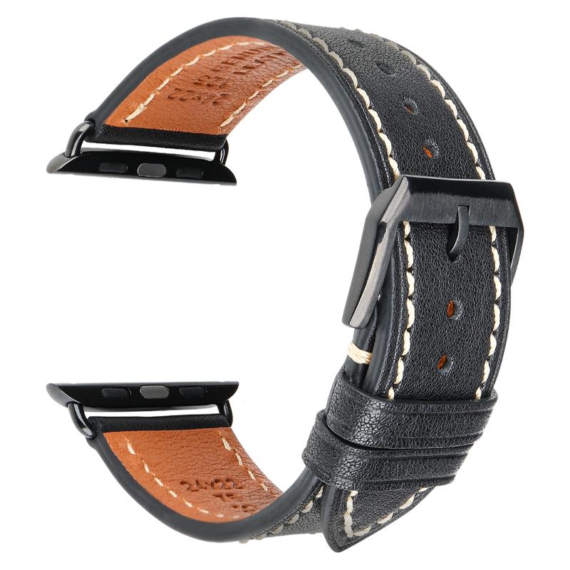 

Ремешок из коровьей кожи для Apple Watch 6 5 4 SE Ремешок Бизнес Кожаный Браслет 44 мм 42 мм 40 мм 38 мм Ремешок для iwatch Series 3 2 1 For 44mm Or 42mm