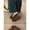 Suede small leather shoes flat spring and autumn word with soft sole Doudou shoes evening commuting shoes