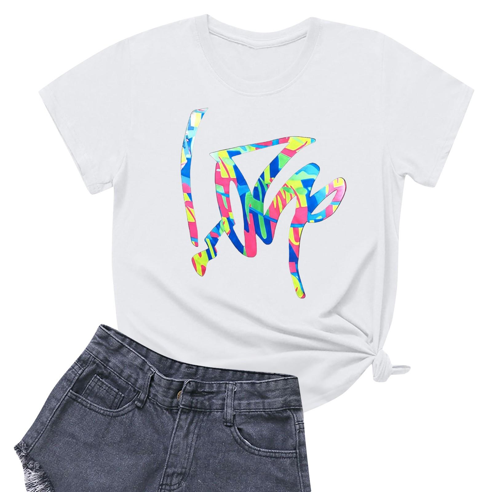 

Жіноча повсякденна футболка з круглим вирізом і короткими рукавами XL білий