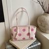 Cute Polka Dot Tote Bag For Women Large Capacity Shoulder Bag Sweet Aesthetic Handbag College Students Daily Commute Shopper Bag