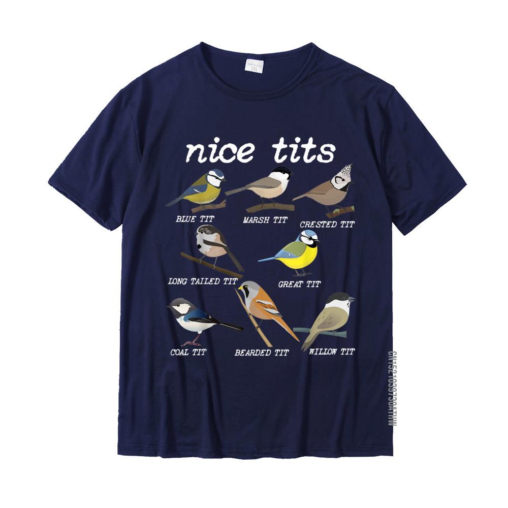 Seios Bonitos Pássaros Divertidos Observação de Pássaros Pássaros Tits Engraçados Camiseta de Observador de Pássaros Tops de Algodão Design de Camiseta Camisetas Especiais de Rua