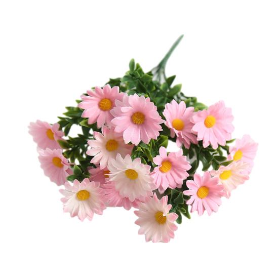 Artificial Flower with Green Leaves Realistic UV Resistant Fake Silk Flower Bouquet Indoor Outdoor Garden Patio Balcony Home Decoration