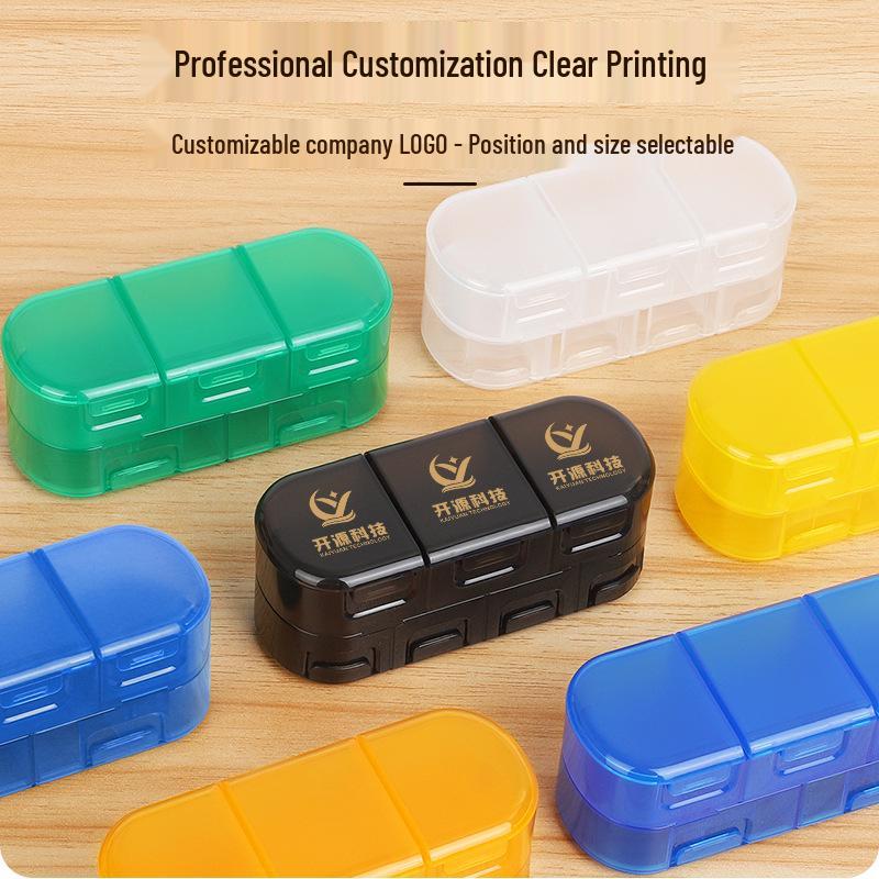 Portable Double-Layer Pill Box with Custom Logo - Weekly Medicine Organizer