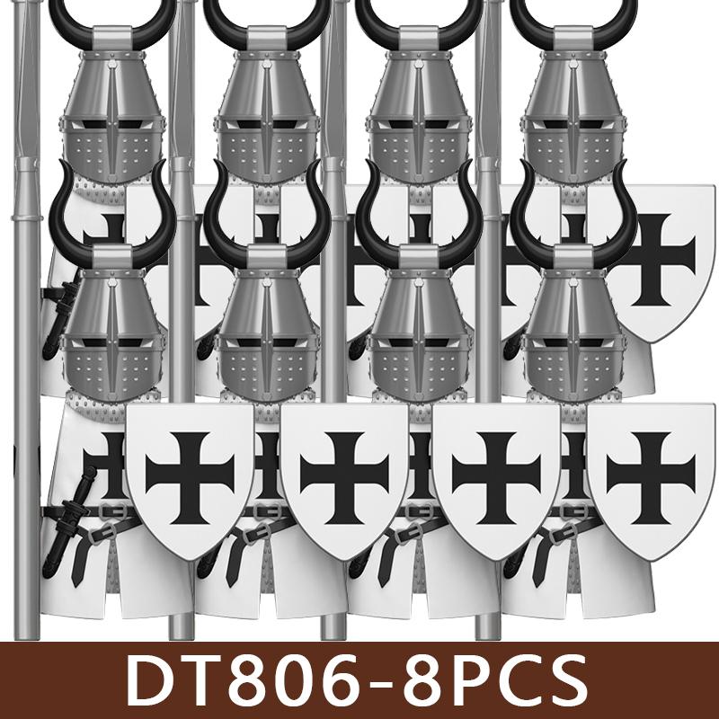 Medieval Roman Soldier Figures Building Blocks MIlitary Castle Warrior Hospital Templar Knight Flag Cloak Accessories Bricks Toy