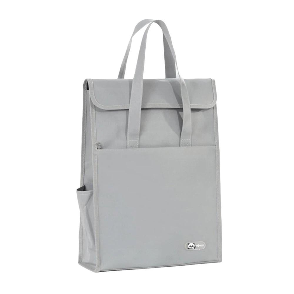 Double-Layer Student Tutorial Bag Durable Shoulder Handbag Cute Tote Bag  Document серый