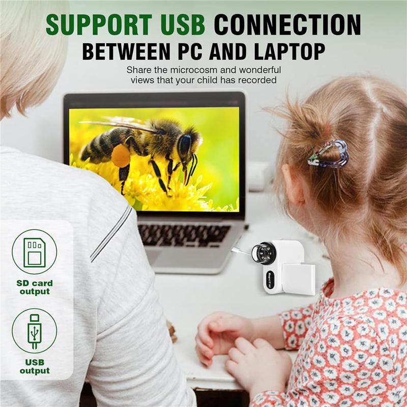 

A96I-Handheld Digital Microscope For Kids Mini Portable Pocket DV Miniature Microscope With 32G Memory Card, Durable білий