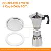 Filter Screen Silicone Gasket and Metal Filter Set Coffee Makers Mocha Pot Replacenent Accessories Easy to Install