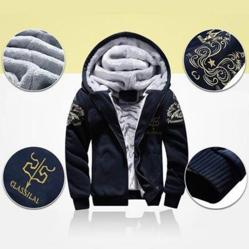 Men Winter Outfits Fleece Coat+Sweatpants Warm Hooded Jacket Fashion Sport Tracksuit