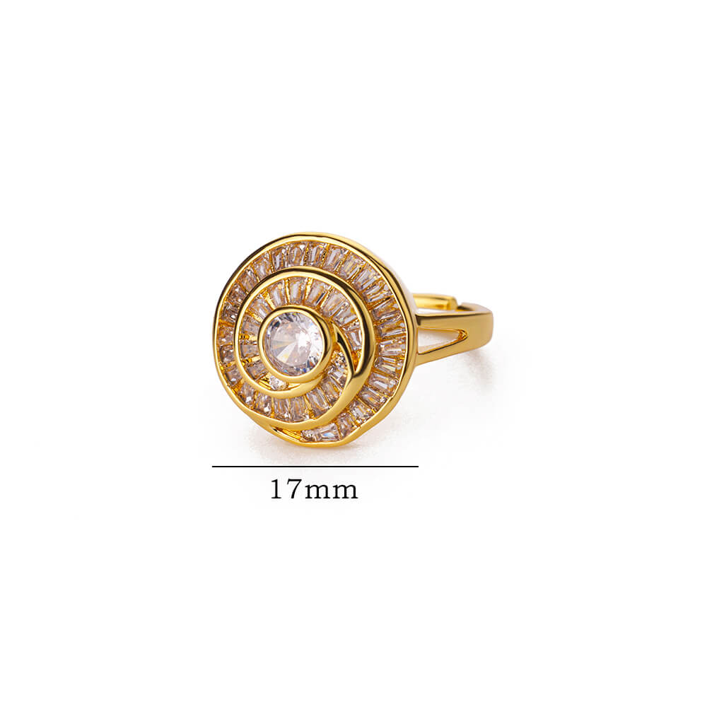 

Zirconia Flower Rings for Women Opening Stainless Steel Gold Color Ring Wedding Couple Band Waterproof Zircon