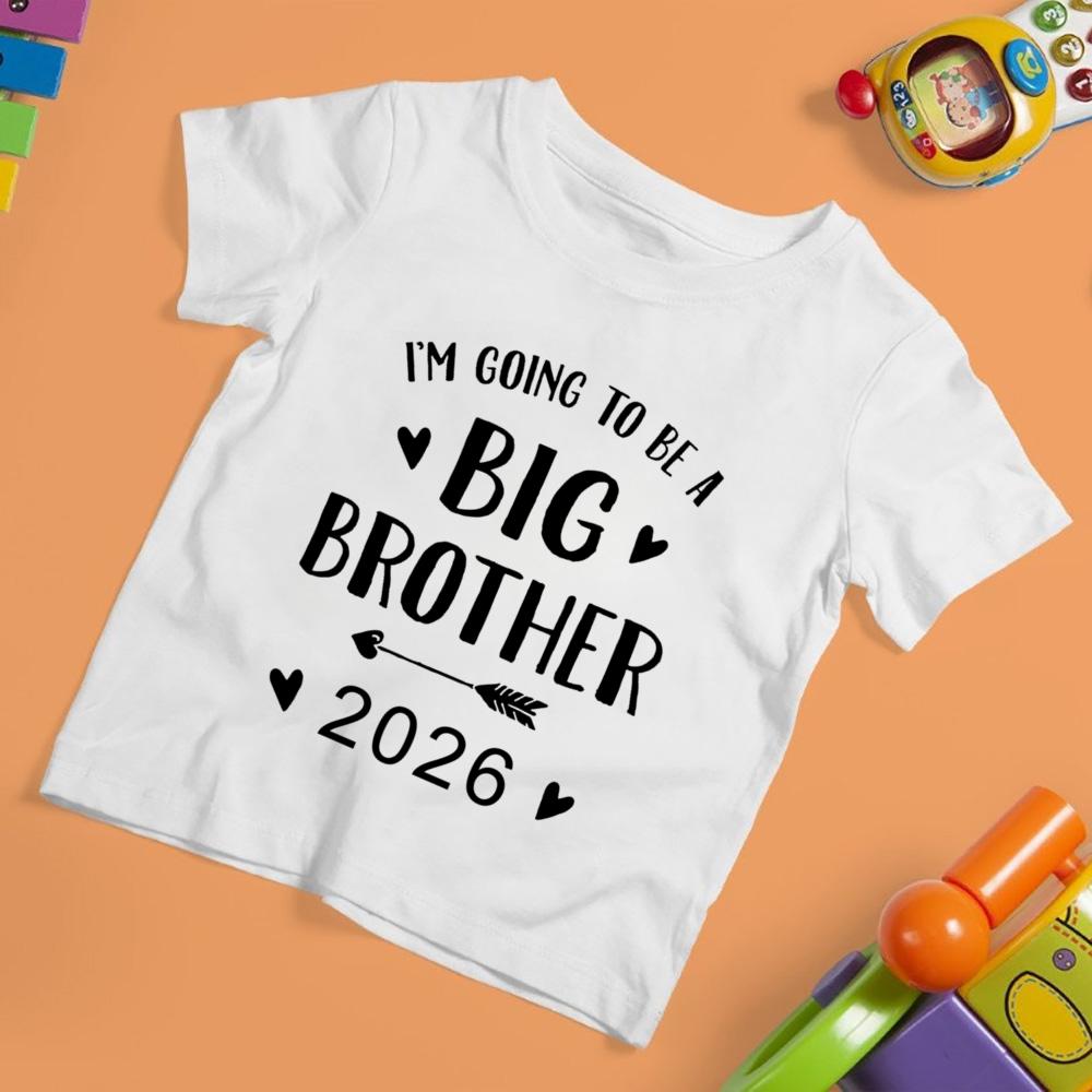 Big Brother Big Sister Carregando 2026 Camiseta Infantil Estampada Camisas de Verão para Crianças Roupa de Manga Curta Camiseta Roupas de Anúncio de Bebê