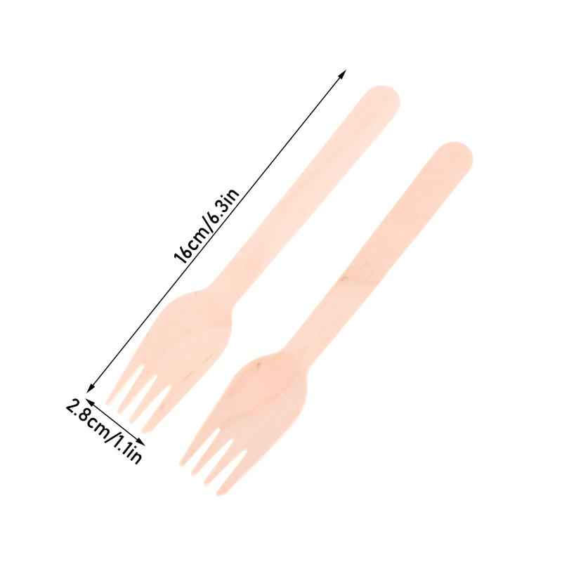 100Pcs Disposable Wooden Forks For Dessert Cake Salad Ice Cream Fruit Tableware Kitchen Wedding Birthday Supplies