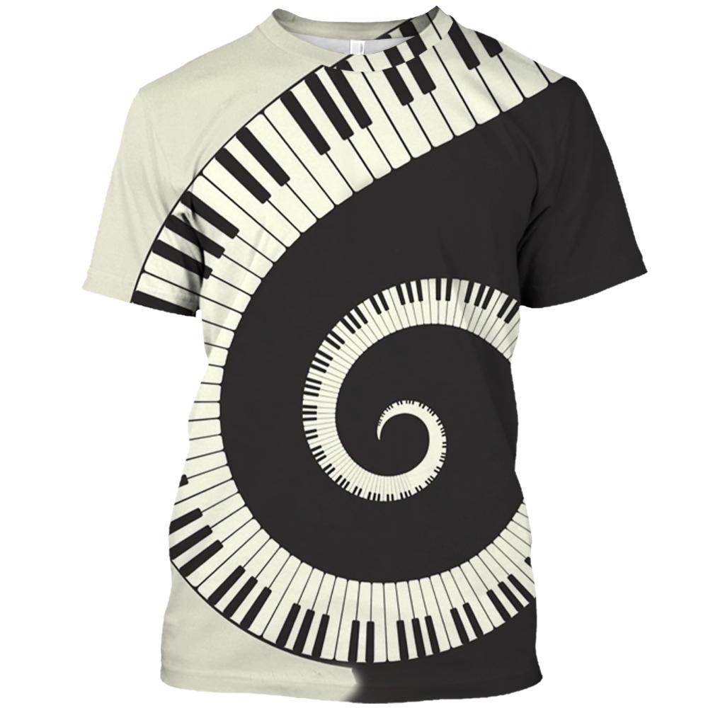 Piano Notes 3D Tricou pentru bărbați, cu uscare rapidă, la modă de vară, ocazional, pentru bărbați, cu mânecă scurtă, unisex, pentru femei, tricou Top