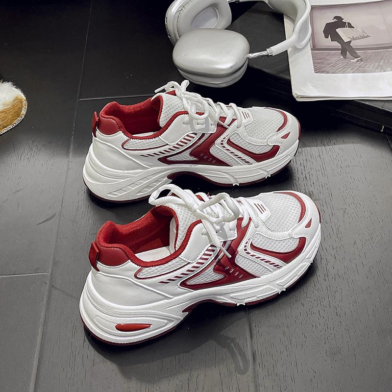 

Мода 2025 Мужские Новые Сетчатые Кроссовки в Кампусном Стиле Форрест Гамп Папи Женские Легкие Спортивные Беговые Кроссовки 37 красный