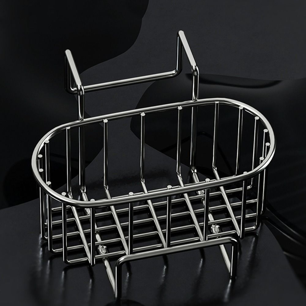 Silver/Black/Grey Stainless Steel Sink Drain Basket Wall Mounted Sink Storage Rack  Sponge