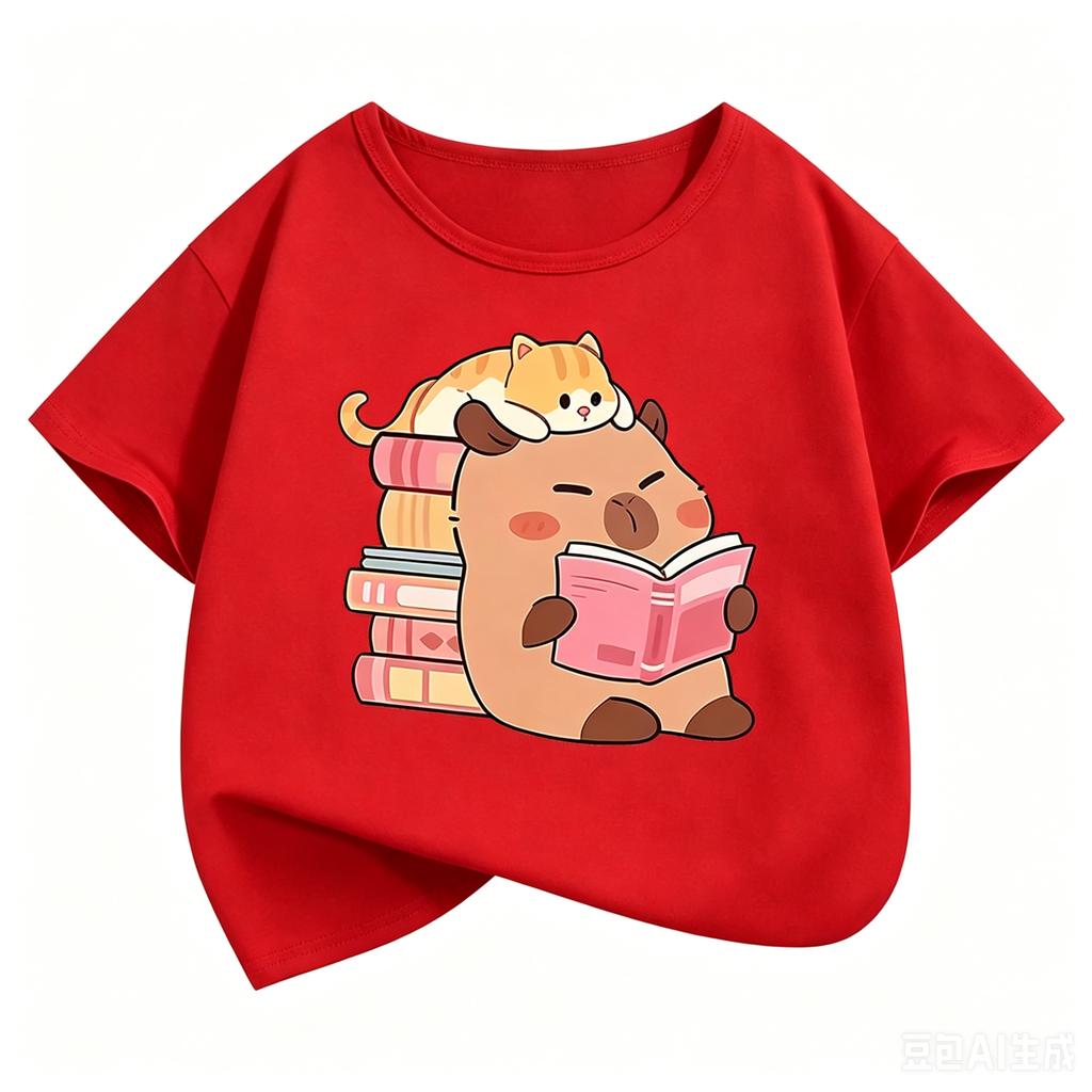Girls Clothes Capibara Kids Clothing Tees Summer Printed Cartoon Short Sleeve Tshirt Girls Loose Casual Crewneck Tops T Shirts