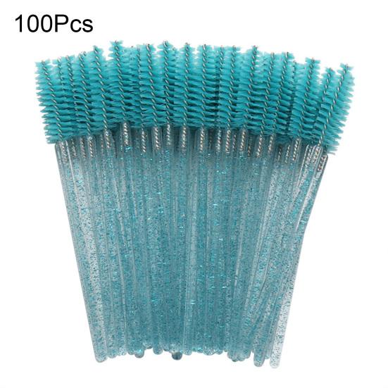 100Pcs/Bottle Disposable Mascara Wand Eyelash Brush Faux Crystal Eyebrow Spoolies Brush Portable Lash Makeup Applicator Brush Tools