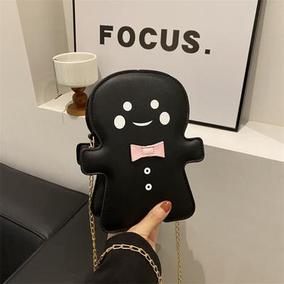 Bolsas crossbody em forma de boneco de gengibre de desenho animado para mulheres, bolsas de ombro, bolsa de Natal, tendência, designer, bolsas pequenas de corrente fofas