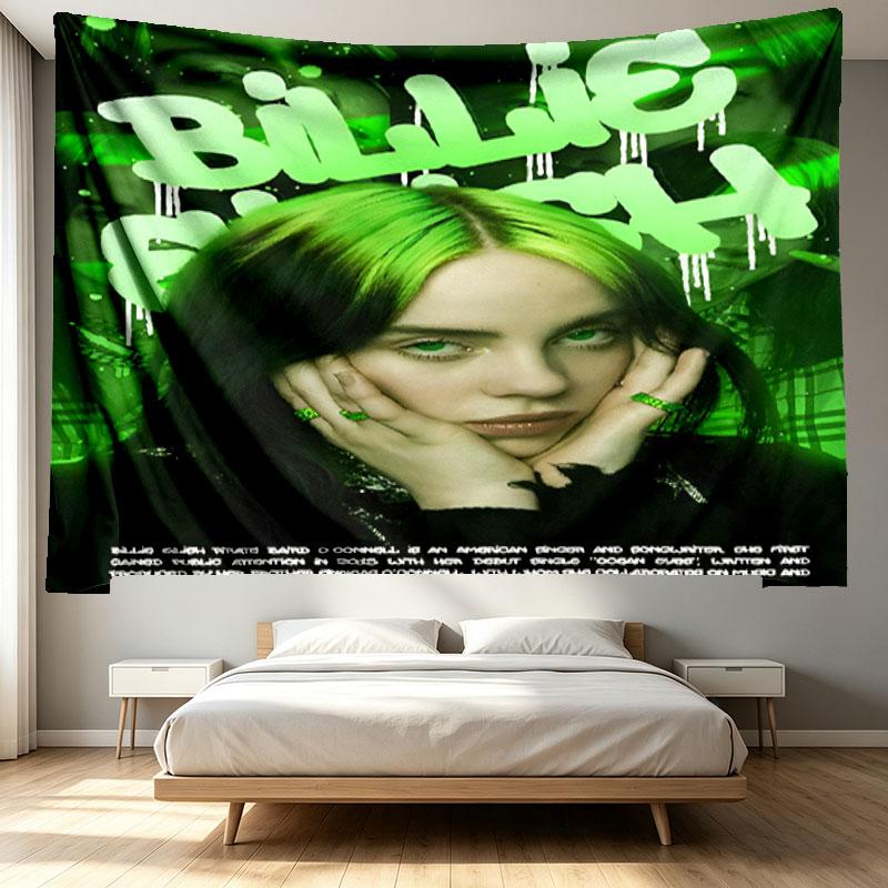 Billie Eilish Print Tapestry - Portable Wall Decor Cloth, for Home, Dorm, Travel, Bedroom, Living Room - Ideal Birthday Housewarming Gift