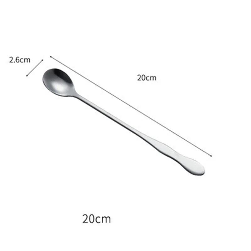 304 Stainless Steel Long Handle Mixing Spoon Small Seasoning Soup Coffee Seasoning Creative Ice Dessert Honey Spoon Hout