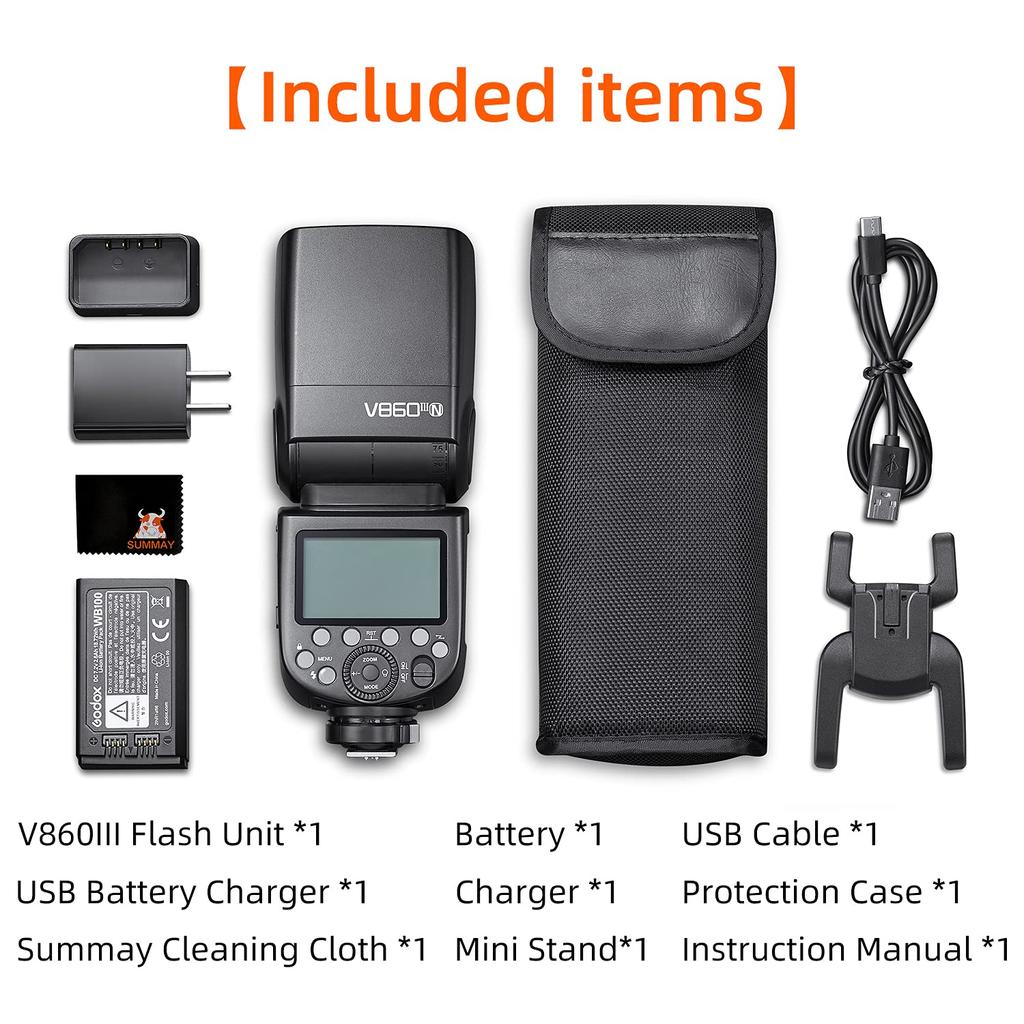 GODOX Camera Flash Speedlight HSS GN60 2600mAh Rechargeable Speedlight Compatible with Nikon Modeling Quick Release Lock V860III-N i-TTL Master-Slave