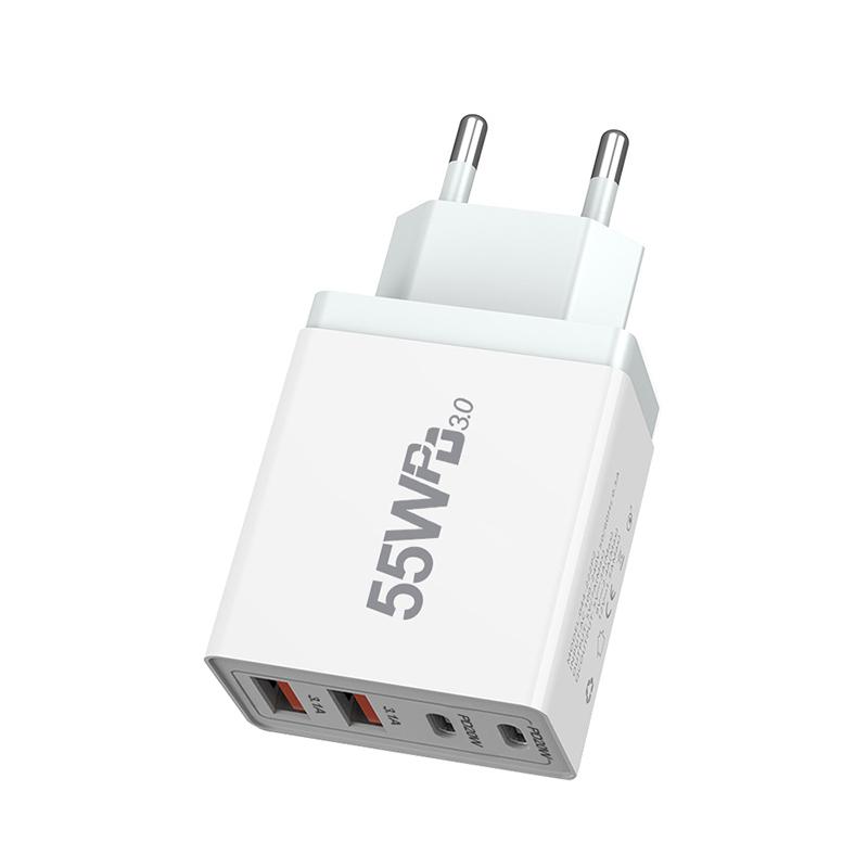 55W GaN USB Charger Fast Charging EU/US/UK/AU Plug Phone Charge Adapter For iPhone Xiaomi Samsung QC 3.0 Type C PD Wall Charger